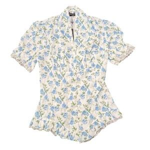 Scarlet Darkness Victorian‎ Renaissance Blouse Ditsy Floral Back Lace Up XL NWT